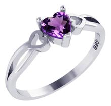 Anel De Pura Prata 925 Eterno Coração Ametista- Exclusivo