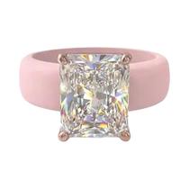 Anel De Silicone Dourado Rosa Para Mulheres Com Pedra CZ Retangular Grande, Confortável, Para Anel De Silicone Dourado Rosa Para Mulheres Com Pedra CZ Retangular Grande, Confortável, Para