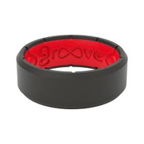 Anel de silicone Groove Life Edge preto/vermelho para homens - tamanho 10 Anel de silicone Groove Life Edge preto/vermelho para homens - tamanho 10