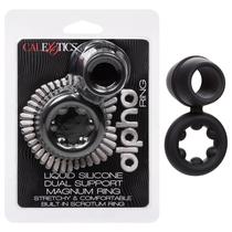 Anel de suporte duplo para aprimoramento masculino CalExotics Alpha Black Anel de suporte duplo para aprimoramento masculino CalExotics Alpha Black