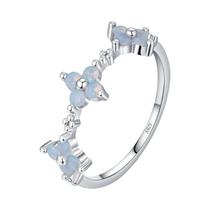 Anel De Trevo De Quatro Folhas Em Prata Esterlina 925 Com Opala, Acessórios De Joias Finas Anel De Trevo De Quatro Folhas Em Prata Esterlina 925 Com Opala, Acessórios De Joias Finas