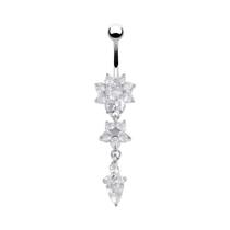 Anel de Umbigo Feminino com Zircônia de Cristal - Aço Inoxidável Anel de Umbigo Feminino com Zircônia de Cristal - Aço Inoxidável