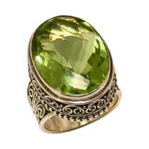 Anel De Zircão Verde Peridoto Para Mulheres, Padrão De Flor Esculpida, Vintage, Feito À Mão, Joias Anel De Zircão Verde Peridoto Para Mulheres, Padrão De Flor Esculpida, Vintage, Feito À Mão, Joias