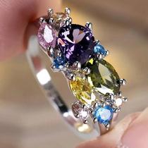 Anel De Zircônia Colorido Feminino, Acessórios De Joias De Luxo Leve Para Casamento E Banquete Anel De Zircônia Colorido Feminino, Acessórios De Joias De Luxo Leve Para Casamento E Banquete