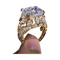 Anel de Zircônia Cúbica com Design Oco - Ouro Rosa e Prata - Joia para Festa Anel de Zircônia Cúbica com Design Oco - Ouro Rosa e Prata - Joia para Festa