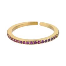 Anel De Zircônia Cúbica Dourado - Fino, Ajustável e em Aço Inoxidável