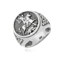 Anel Dedeira Em Prata 925kl São Jorge Guerreiro Protetor