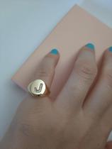 Anel Dedinho Mingo Letra J Inicial J Garimpo Banhado a Ouro 18K Regulável Feminino Ajustável