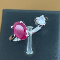 Anel Delicado 2 Pedras Coração