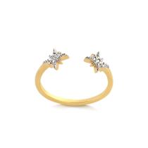 Anel Delicado Aberto Estrelas Cravejada Nas Pontas Folheado