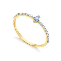 Anel Delicado Ponto Luz Azul Folheado Ouro Zircônia Anel Delicado Ponto Luz Azul Folheado Ouro Zircônia