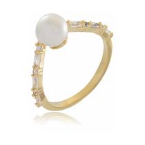 Anel Design Solitário Pérola - banho de ouro amarelo 18k Anel Design Solitário Pérola - banho de ouro amarelo 18k