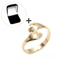 Anel do Abraço folheado a ouro 18k + caixinha de veludo para presente