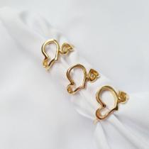 Anel dois corações vazado banhado em ouro 18k