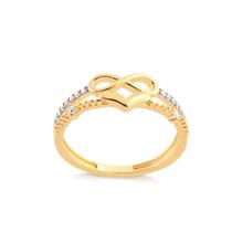 Anel Dois Filetes Infinito E Coração Folheado A Ouro