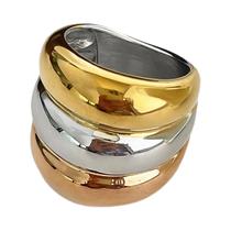 Anel Dome Chunky Multicamadas Em Ouro E Prata Para Mulheres E Homens, Joias De Moda Em Aço