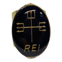 Anel Dourado Ajustável Orixá Exú 2,7 Cm Em Metal - Selecione Anel Dourado Ajustável Orixá Exú 2,7 Cm Em Metal - Selecione