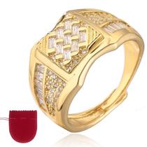 Anel Dourado Banhado A Ouro Zircônias Regulável Anel Dourado Banhado A Ouro Zircônias Regulável