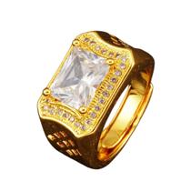 Anel Dourado Banhado Pedra Zircônia Ajustável Anel Dourado Banhado Pedra Zircônia Ajustável