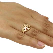 Anel Dourado com Desenho da Arvore da Vida Folheado em Ouro 18K