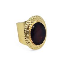 Anel Dourado com Pedra Vermelha Elegância Sedução Ajustável Anel Dourado com Pedra Vermelha Elegância Sedução Ajustável