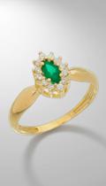 Anel Dourado com Zircônia Verde Esmeralda