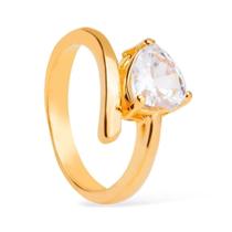 Anel Dourado Solitário Coração em Zircônia Anel Dourado Solitário Coração em Zircônia