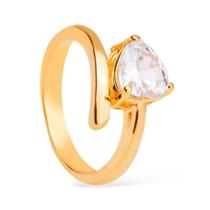 Anel Dourado Solitário Coração em Zircônia Tamanho:18 Anel Dourado Solitário Coração em Zircônia Tamanho:18