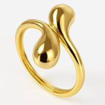 Anel Duas Gotas Bojudas em Ouro 18k