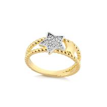 Anel Duplo De Estrelas Folheado A Ouro