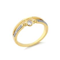 Anel Duplo Ponto Luz Flexivel Filete Folheado Ouro Zircônia