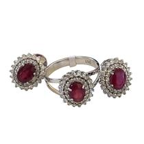 Anel E Brinco Rubi Natural E Diamantes Ouro Branco 18k750.Rosangela lima joias