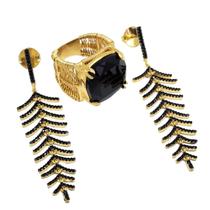 Anel E Brincos Com Pedras E Zirconias Banho De Ouro 18k 382 3632 Anel E Brincos Com Pedras E Zirconias Banho De Ouro 18k 382 3632