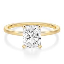 Anel EAMTI 3CT Engagement Radiant Cut CZ banhado a ouro 14K