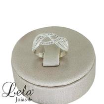 Anel efeito transposto 3 fios cravejados prata 925