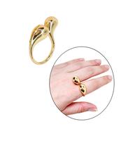 Anel Elegante Dourado Gotas N16