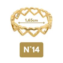 Anel elo de corações banhado a ouro 18k