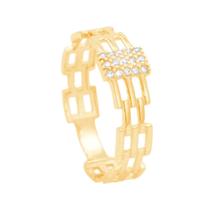 Anel Elos Duplos com Zircônias em Ouro 18K - AU13517 - BRUNA TESSARO JOIAS