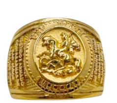 Anel Em Aço 316l Inox São Jorge Oração Orixá Ogum Umbanda(Dourado) Anel Em Aço 316l Inox São Jorge Oração Orixá Ogum Umbanda(Dourado)