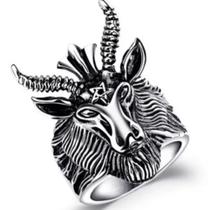 Anel em Aço Inox Baphomet Maçon Templario