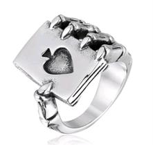 Anel em Aço Inox Carta de Baralho Mão de esqueleto Anel em Aço Inox Carta de Baralho Mão de esqueleto