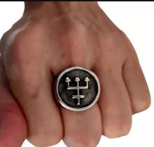 Anel em Aço Inox Exu Garfo Tridente Umbanda