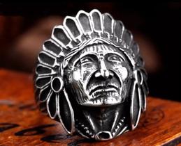 Anel em Aço Inox Índio Cacique Tribo Caboclo