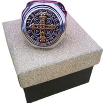 Anel em Aço Inox Moderno Religioso São Bento Anel em Aço Inox Moderno Religioso São Bento