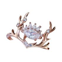 Anel Em Formato De Alce Em Ouro Rosa Para Mulheres, Joias Da Moda, Presente De Aniversário, Natal,
