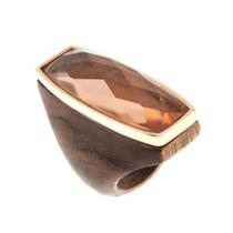 Anel Em Madeira E Quartzo Rose Tamanho 14