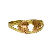 Anel Em Ouro 18k 750 2 Corações Aro Aberto