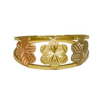 Anel Em Ouro 18k 750 3 Flores