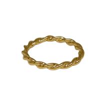 Anel Em Ouro 18k 750 Aro Fio Redondo Trançado Tranças