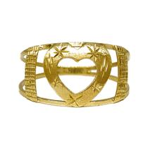 Anel Em Ouro 18k 750 Coração Amarelo Vazado Com Laterais Anel Em Ouro 18k 750 Coração Amarelo Vazado Com Laterais